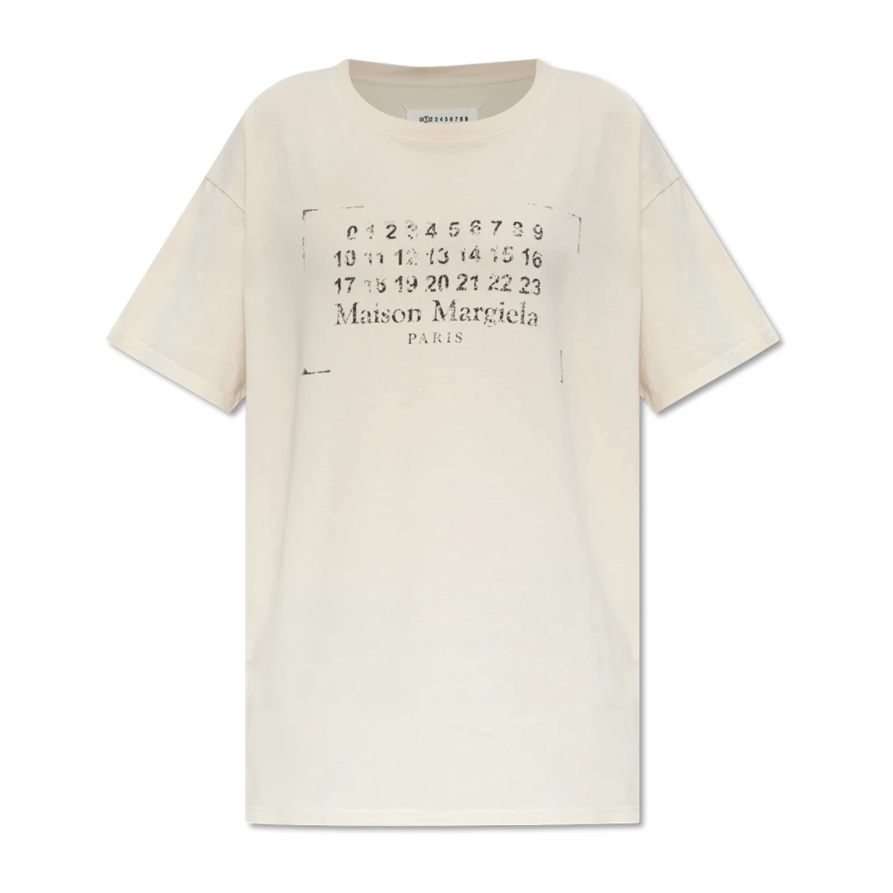 Maison Margiela T-shirt met print Beige Dames