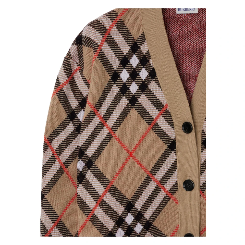 Burberry Beige V-hals Trui met Zakken Beige Dames