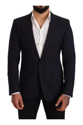 Navy Blue Wool Slim Fit MARTINI Blazer