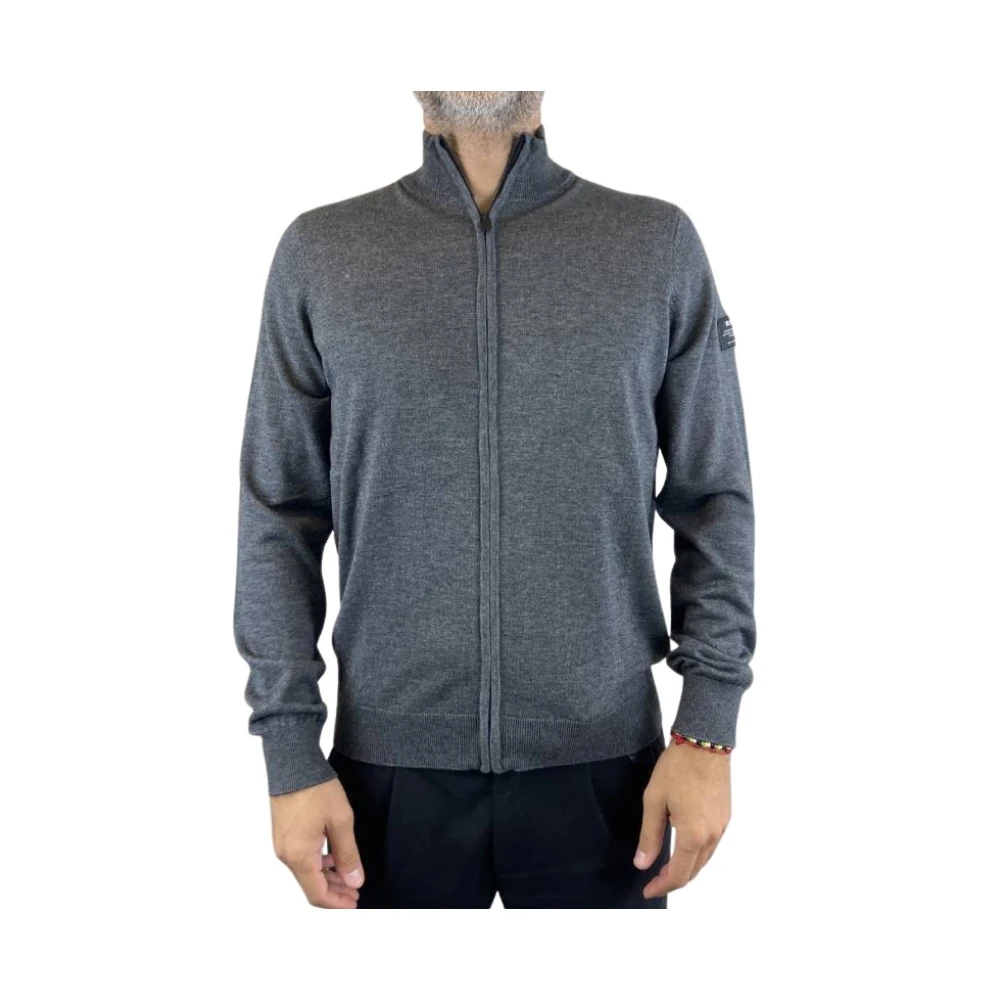 Ecoalf Grijze Gebreide Jas Gray Heren