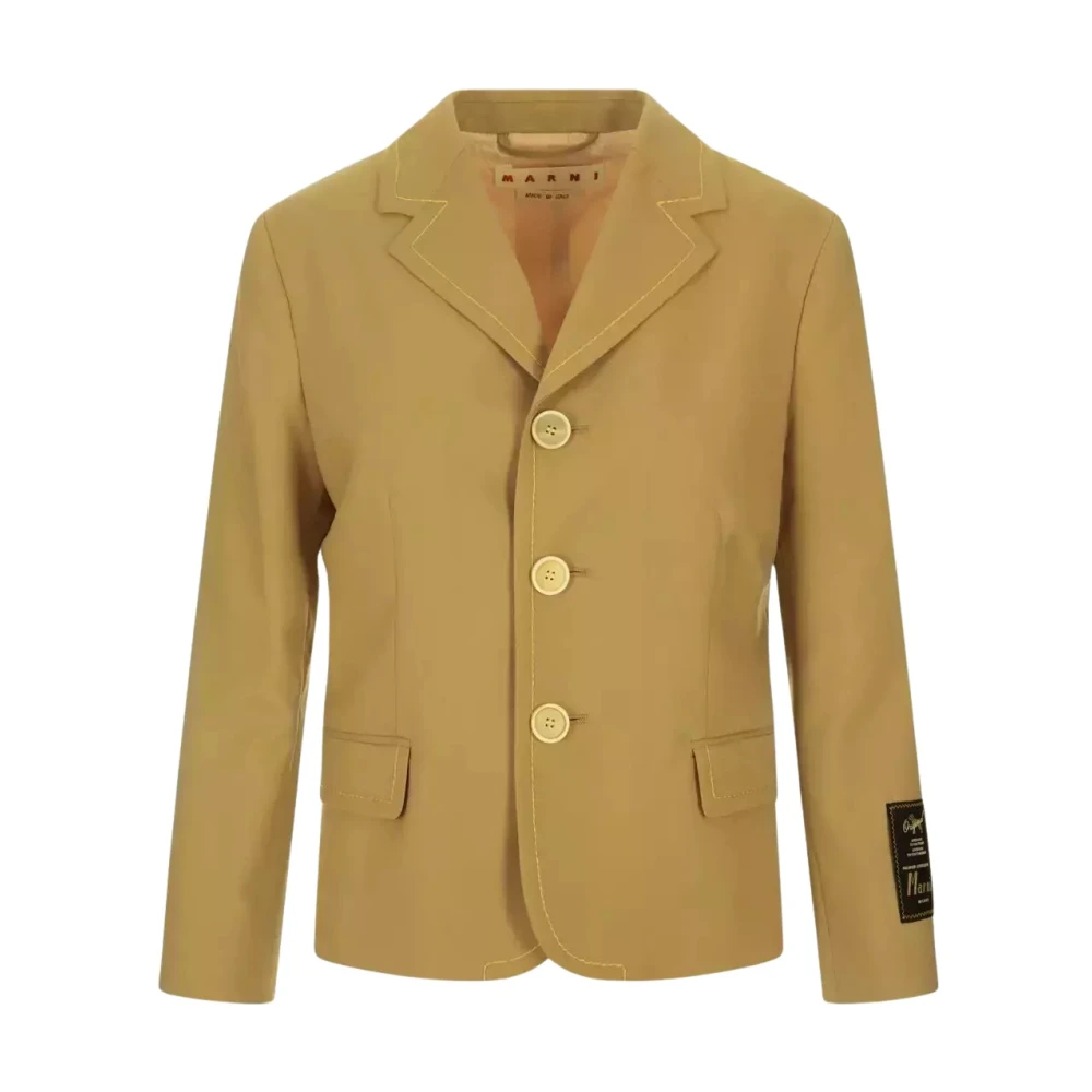 Marni Vrouw Beige Jassen Dames, S, Wol, Dijon Blazer