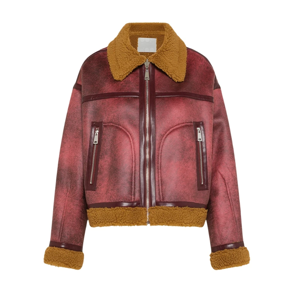 OOF Wear Omkeerbare schapenvachtjas recht gesneden Pink Dames