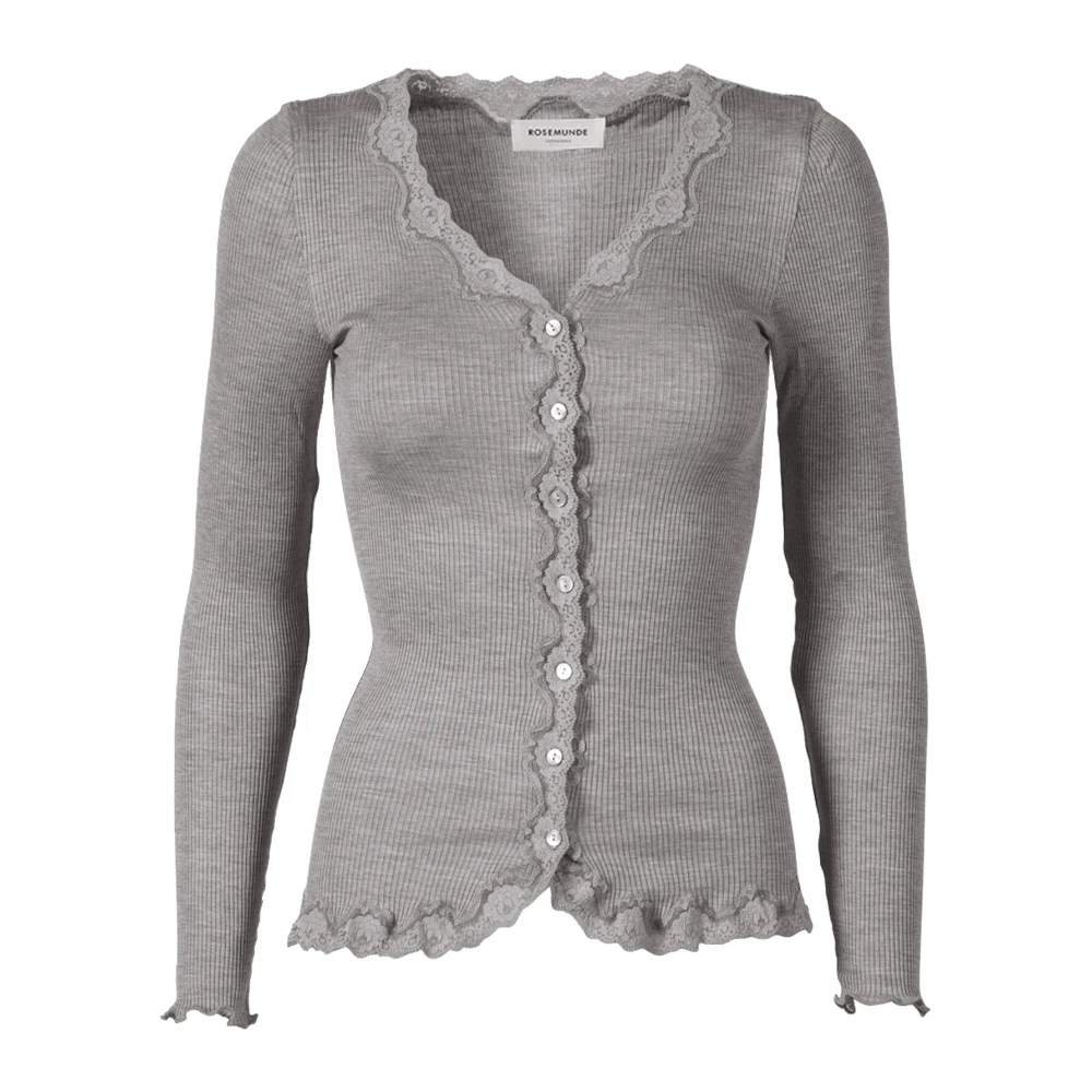 Rosemunde Feminine Kant Cardigan Licht Grijs Gray Dames