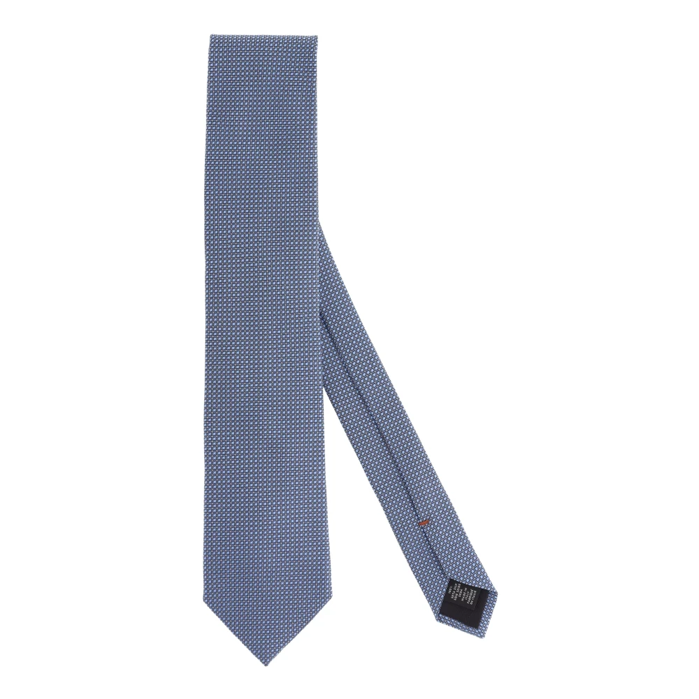 Ermenegildo Zegna Zijden Micro Patroon Blauwe Stropdas Blue Heren