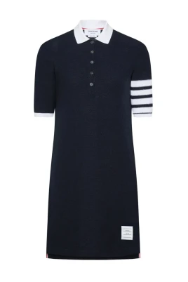 Textured Pique 4-Bar Polo Dress