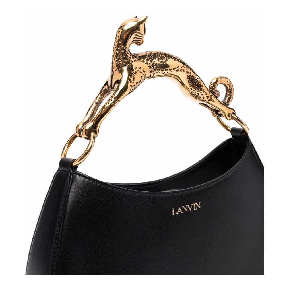 Lanvin Kattenhandvat Hobo Tas Black Dames