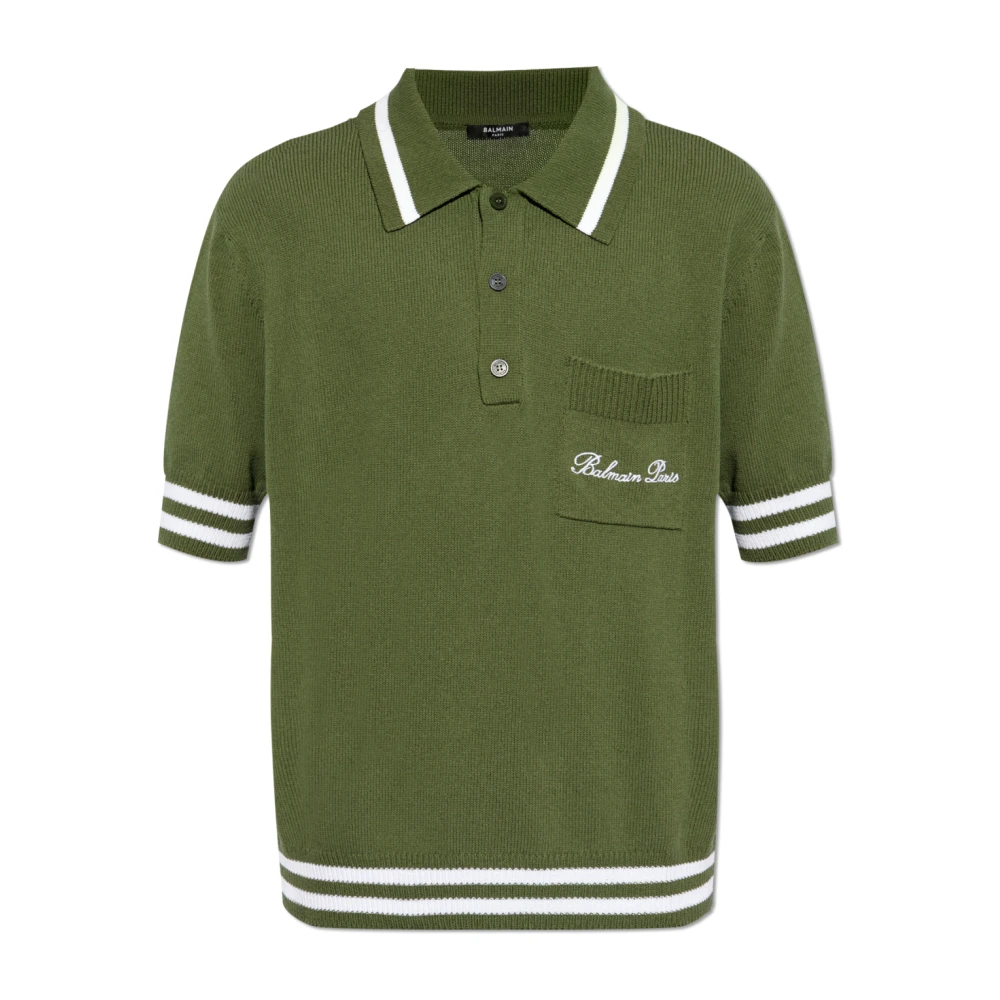 Balmain Polo shirt met zak Green Heren