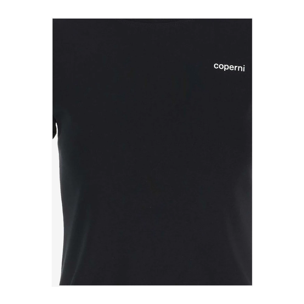Coperni Katoenen T-shirt Ronde Hals Logo Zwart Black Dames