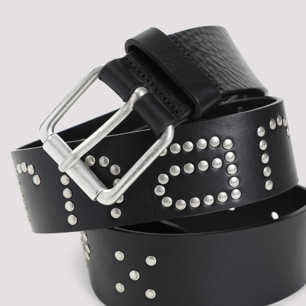 Carhartt WIP Zwart Zilver Script Studs Riem Black Heren