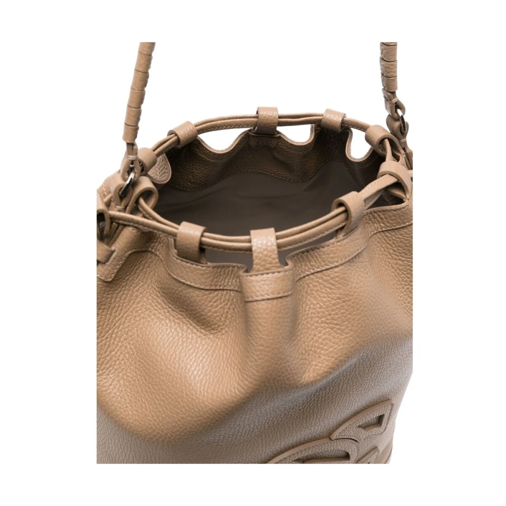 Casadei Taupe Bucket Tas met Koordsluiting Brown Dames