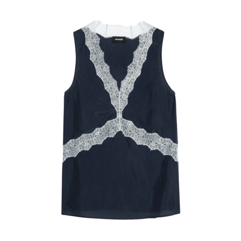 Zadig & Voltaire Women's Blue Top Lencero Tasao - Sleeveless Tops - M - Tops
