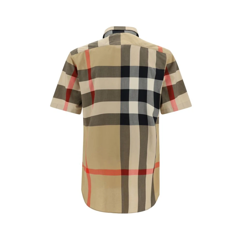 Burberry Katoenen overhemd met ruitpatroon Beige Heren