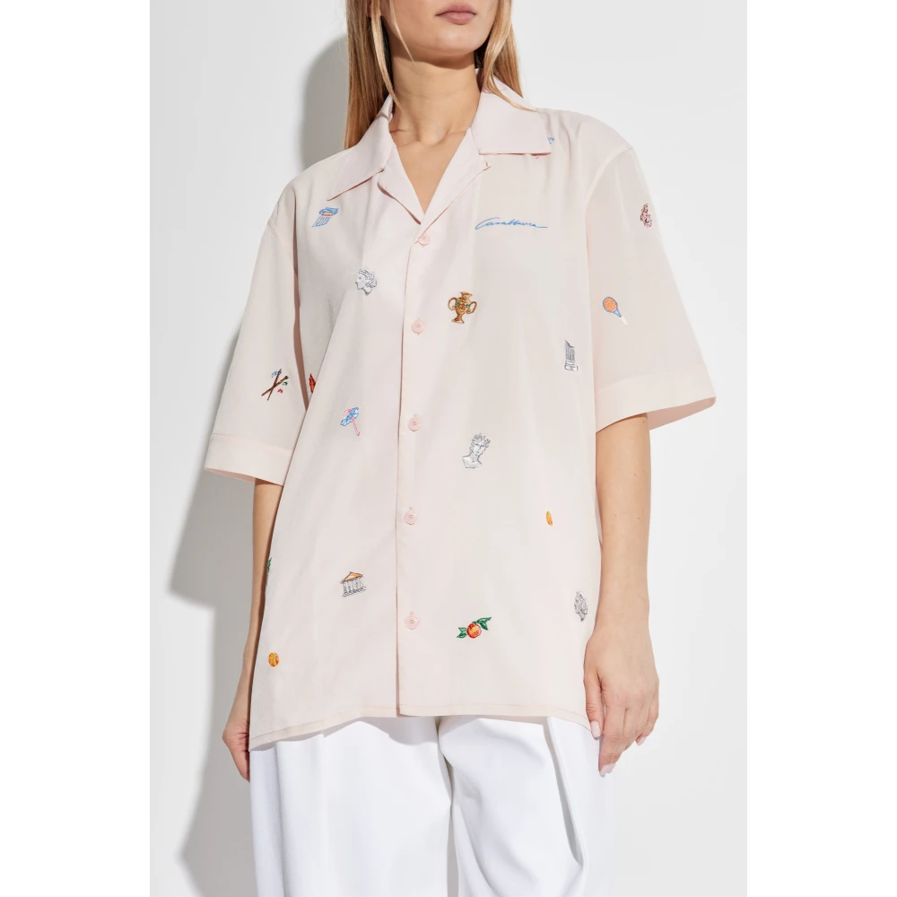 Casablanca Shirt met kleurrijke borduursels Pink Dames