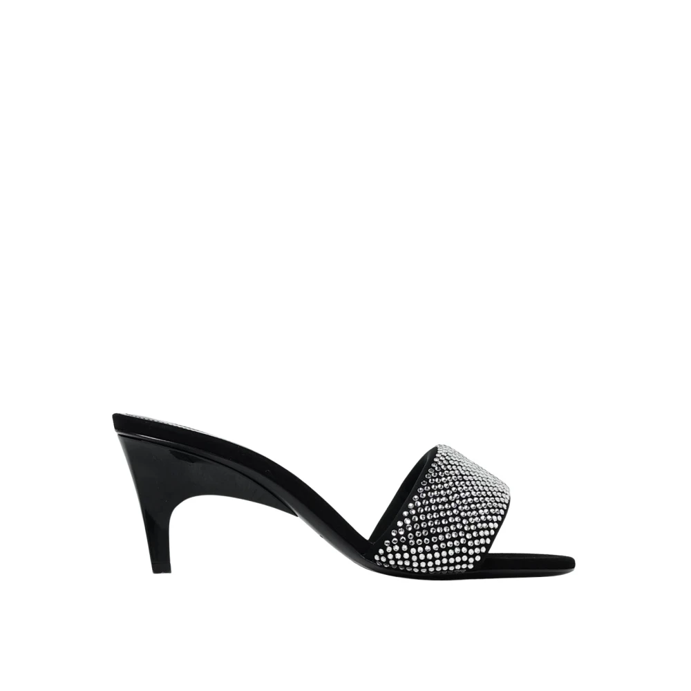 The Attico Gray Heeled Mules, Female, 4 Uk, Rhinestone Kitten Heel Sandals