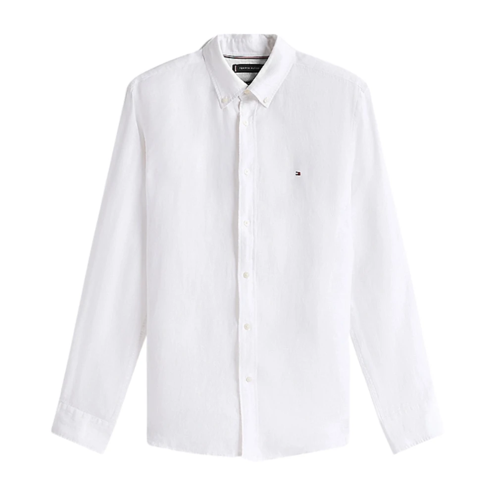 Tommy Hilfiger Men's White Formal Shirts,, Linen Shirt With Vintage-Inspired Fade Large
