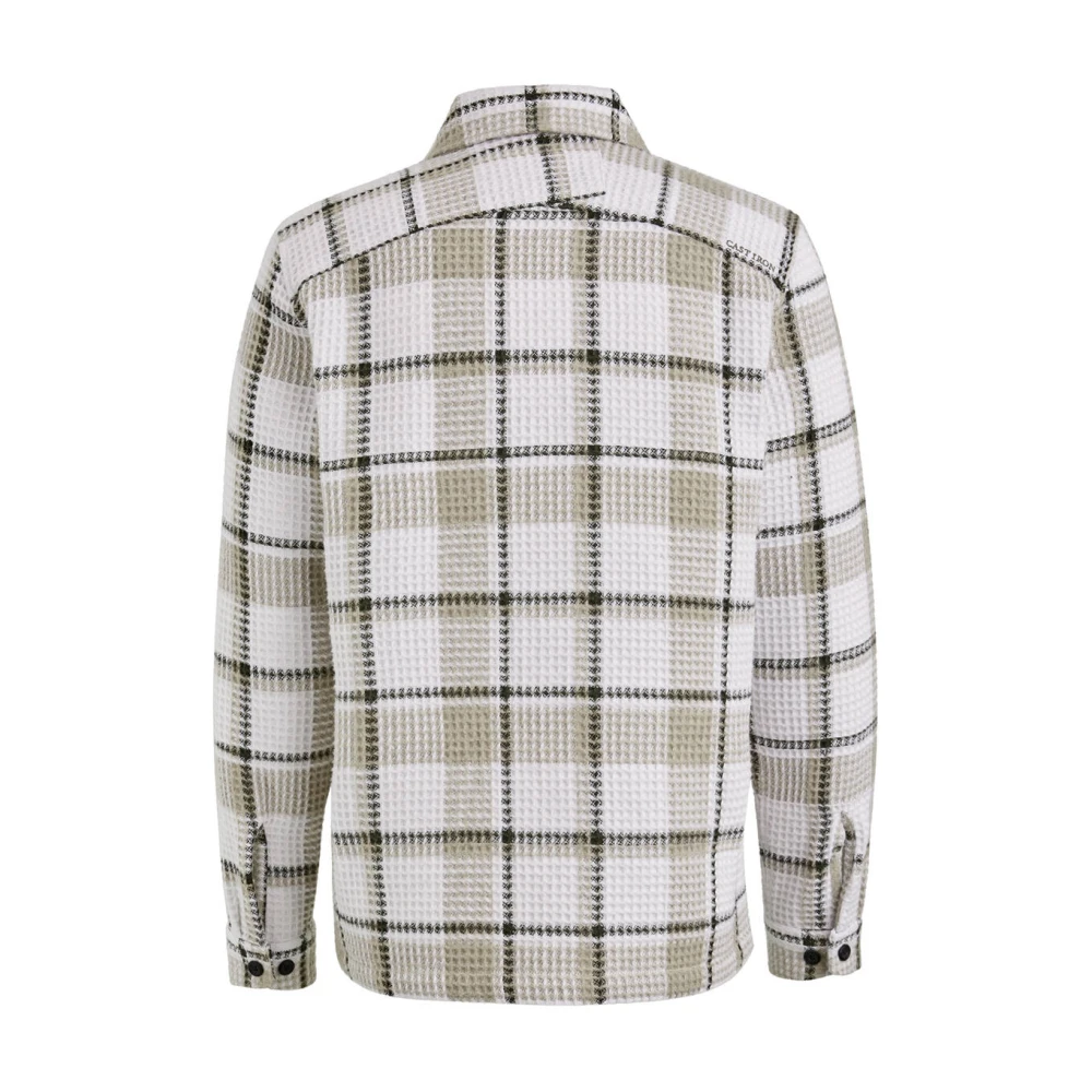 Cast Iron Dobby Check Lange Mouw Overshirt Gray Heren