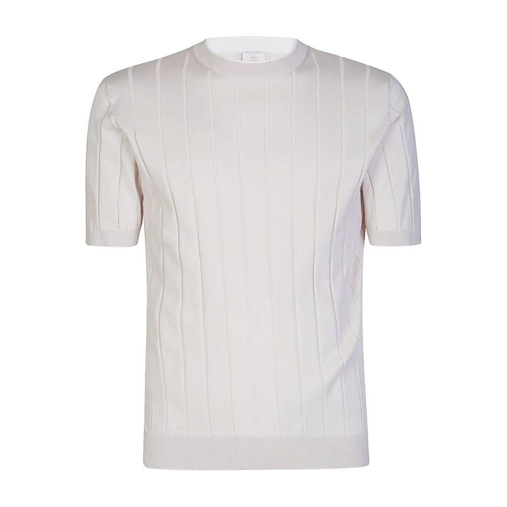 Eleventy Katoenen Ronde Hals Platte Geribbelde T-shirt Beige Heren