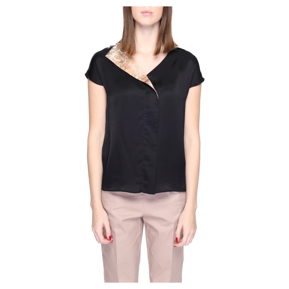 Alviero Martini 1a Classe Zwarte korte mouwen blouse lente zomer Black Dames