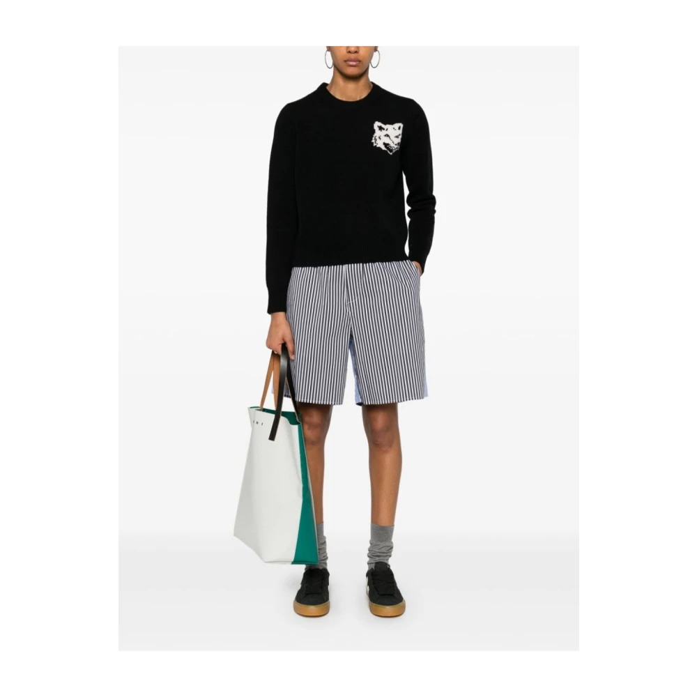 Maison Kitsuné Zwarte Fox Head Logo Trui Black Dames