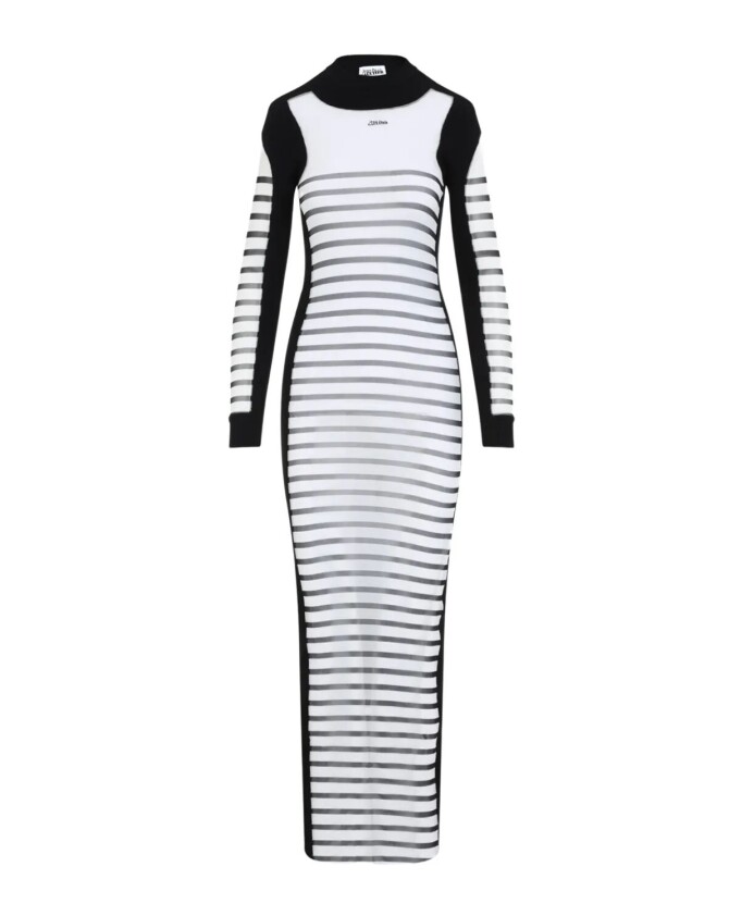 mesh-andamp-gebreide-lange-mouwen-jurk