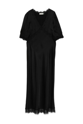 black-satin-v-neck-lace-dress