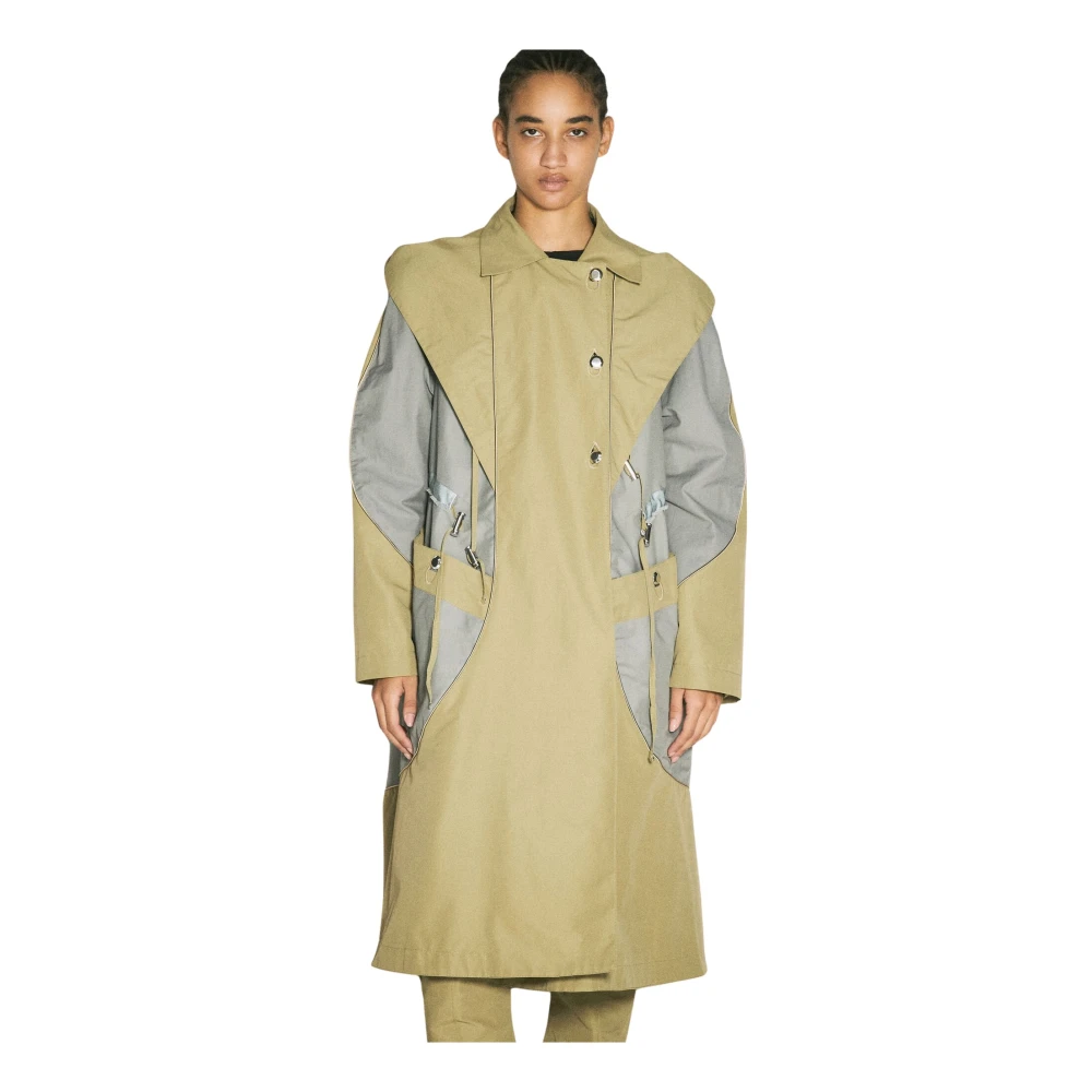 Kiko Kostadinov Contrastpanel Hooded Trenchcoat Green Dames