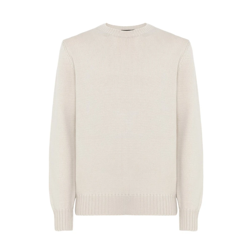 Alpha Studio Merinowol ronde hals trui Beige Heren