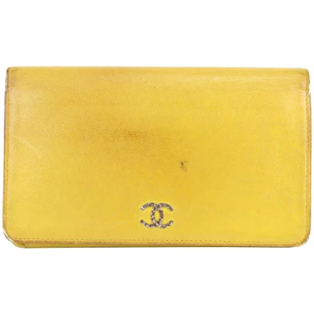 Chanel Vintage Förhandsägda Läderpl?nböcker - Italiensk Stil Yellow, Dam