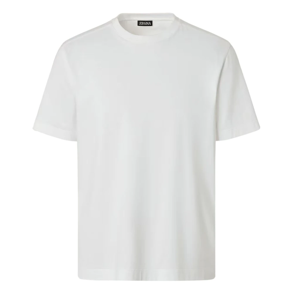 Zegna Men's White T-Shirts, L, Piqué Cotton T-Shirt