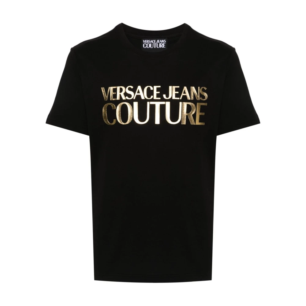 Versace Jeans Couture Zwart Katoenen T-shirt Ronde Hals Korte Mouw Black Heren