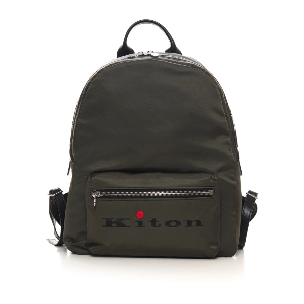 Kiton Stijlvolle leren details rugzak Green Heren