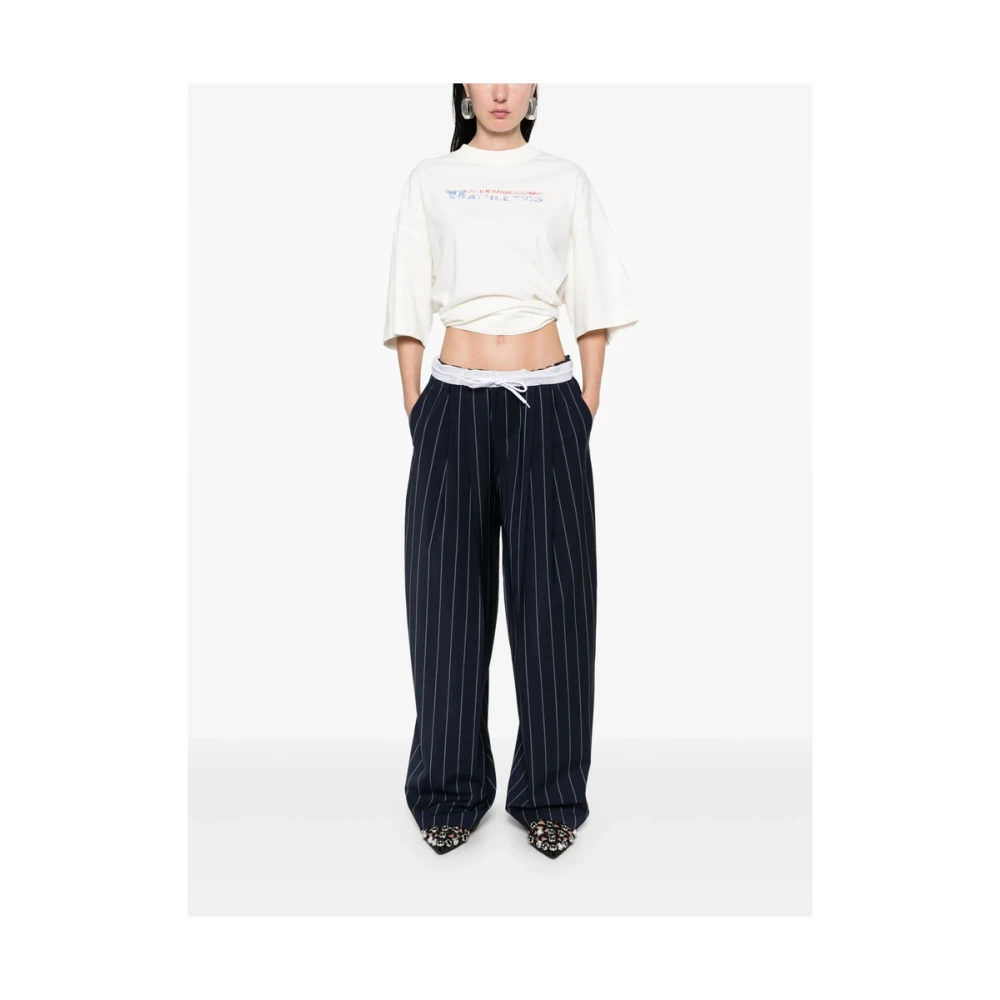 alexander wang Navy Blue Elastische Tailleband Broek Blue Dames