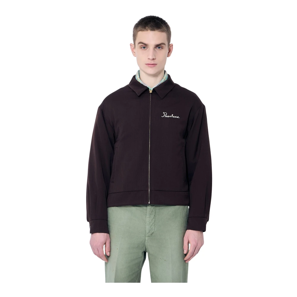 Visvim Geborduurd wol-linnen jack Brown Heren