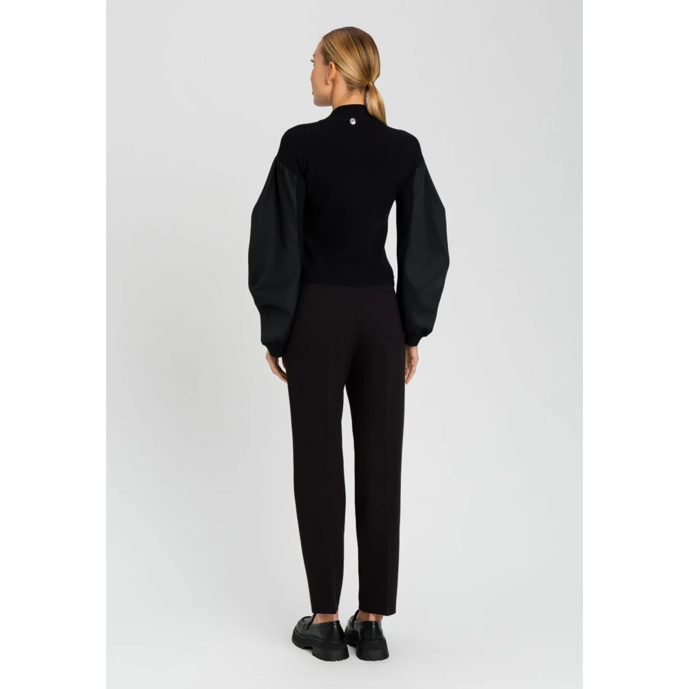 Twinset Zwarte viscose broek Black Dames