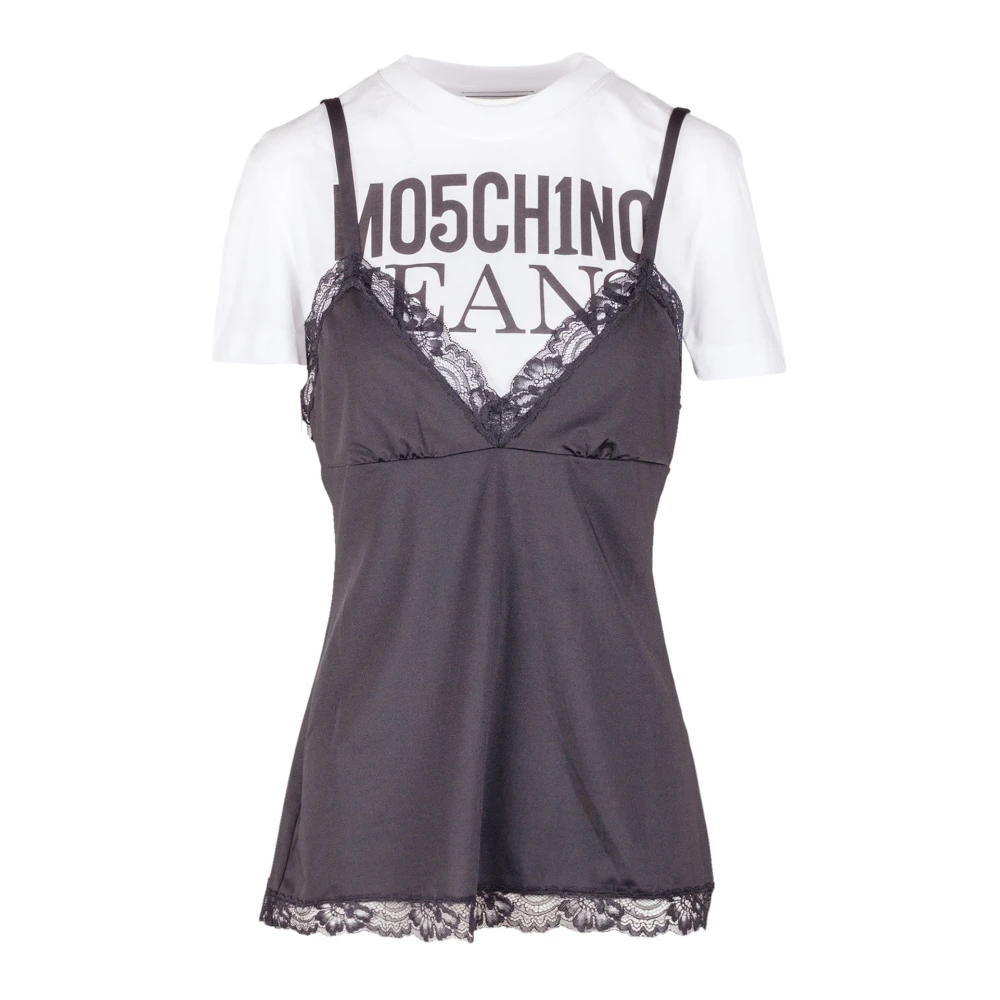 Moschino Slim Fit T-shirt met Kantinzet Black Dames