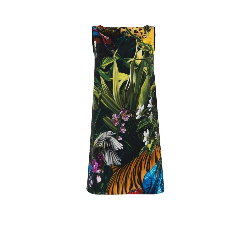 Roberto Cavalli Bloemen Luipaardprint Mini Jurk Italië Multicolor Dames