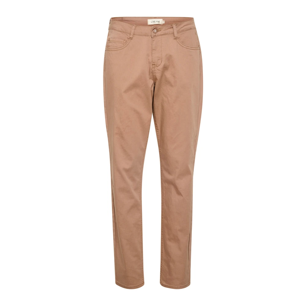 Cream Straight-Leg Twill Pant Coco Fit Brown Dames