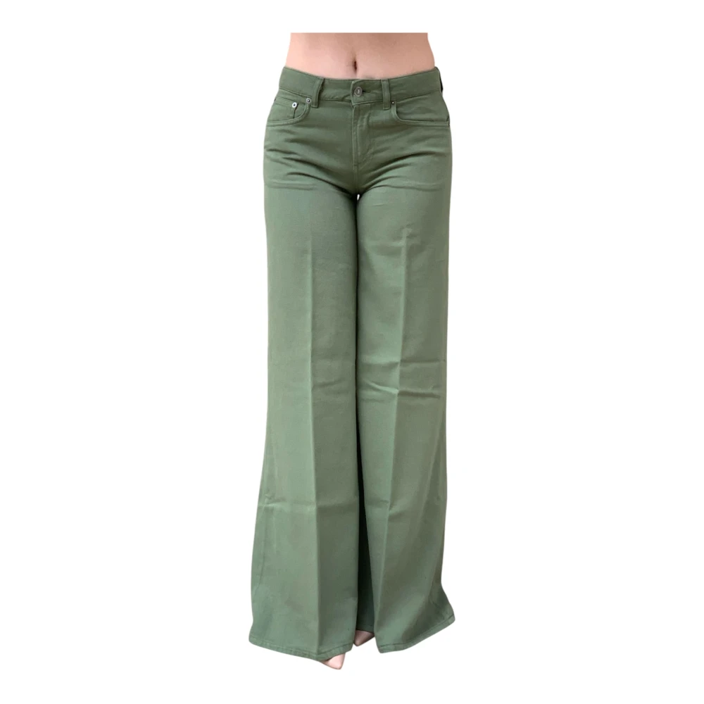 Dondup Women's Green Wide Trousers,, Cotton Blend Stylish Fashionable Trousers W27