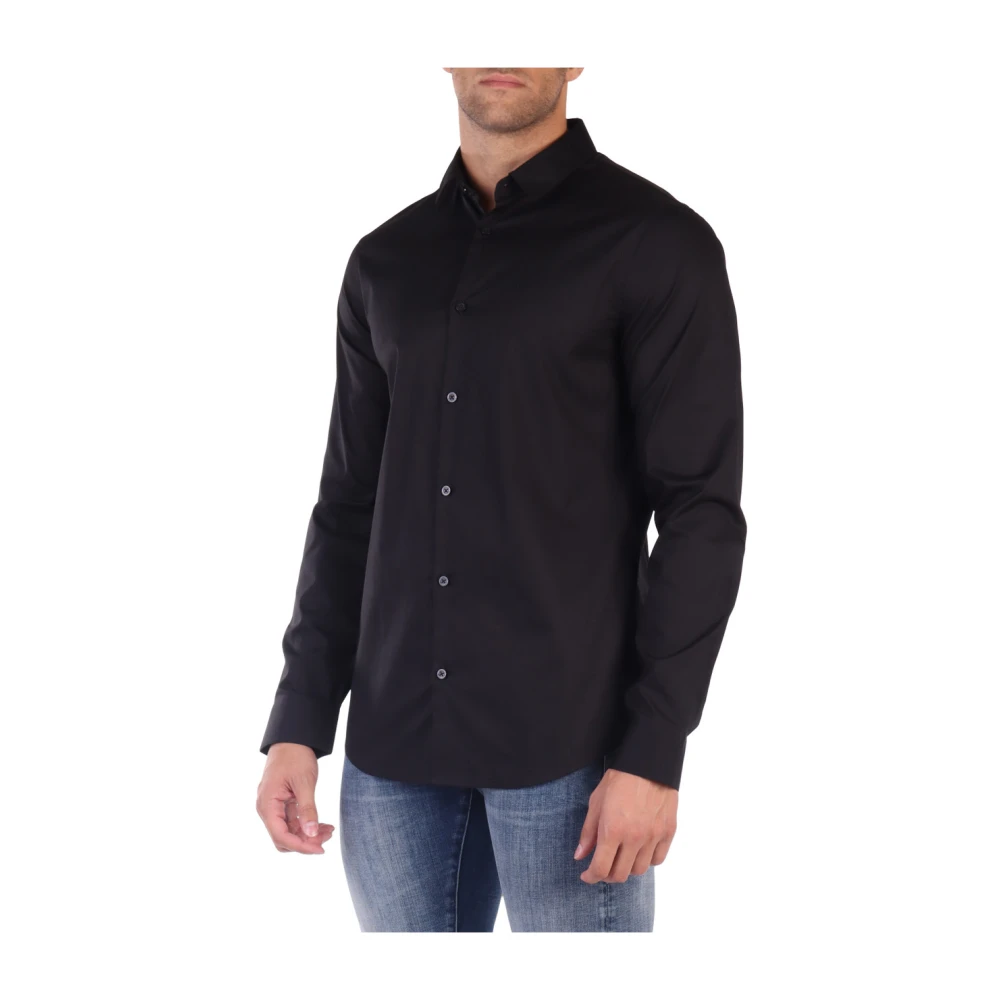 Armani Exchange Slim Fit Stretch Katoenen Overhemd Black Heren