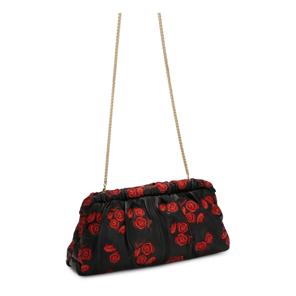 Kazar Zwarte clutch tas met rode rozen Black Dames