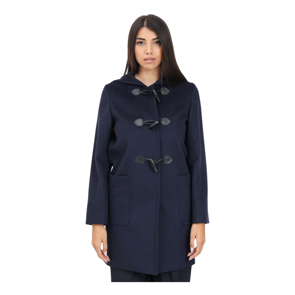Max Mara Blauwe Dufflejas met Toggle Sluitingen Blue Dames