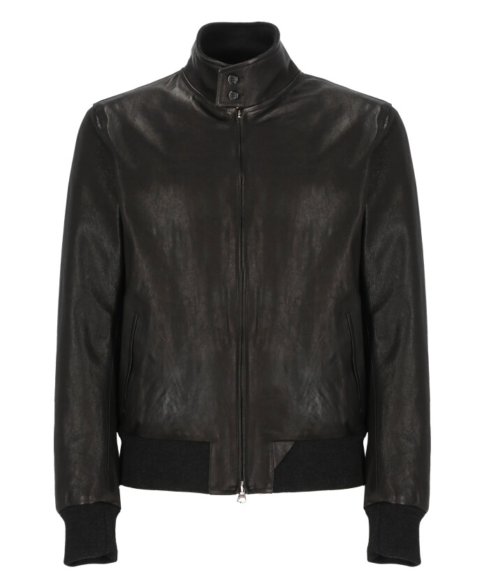 veste-en-cuir-noir-avec-col-haut