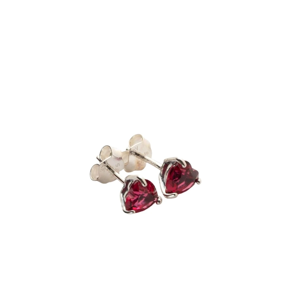 Pandora , Earrings, Female, Red, One Size, Red Heart Stud Earrings