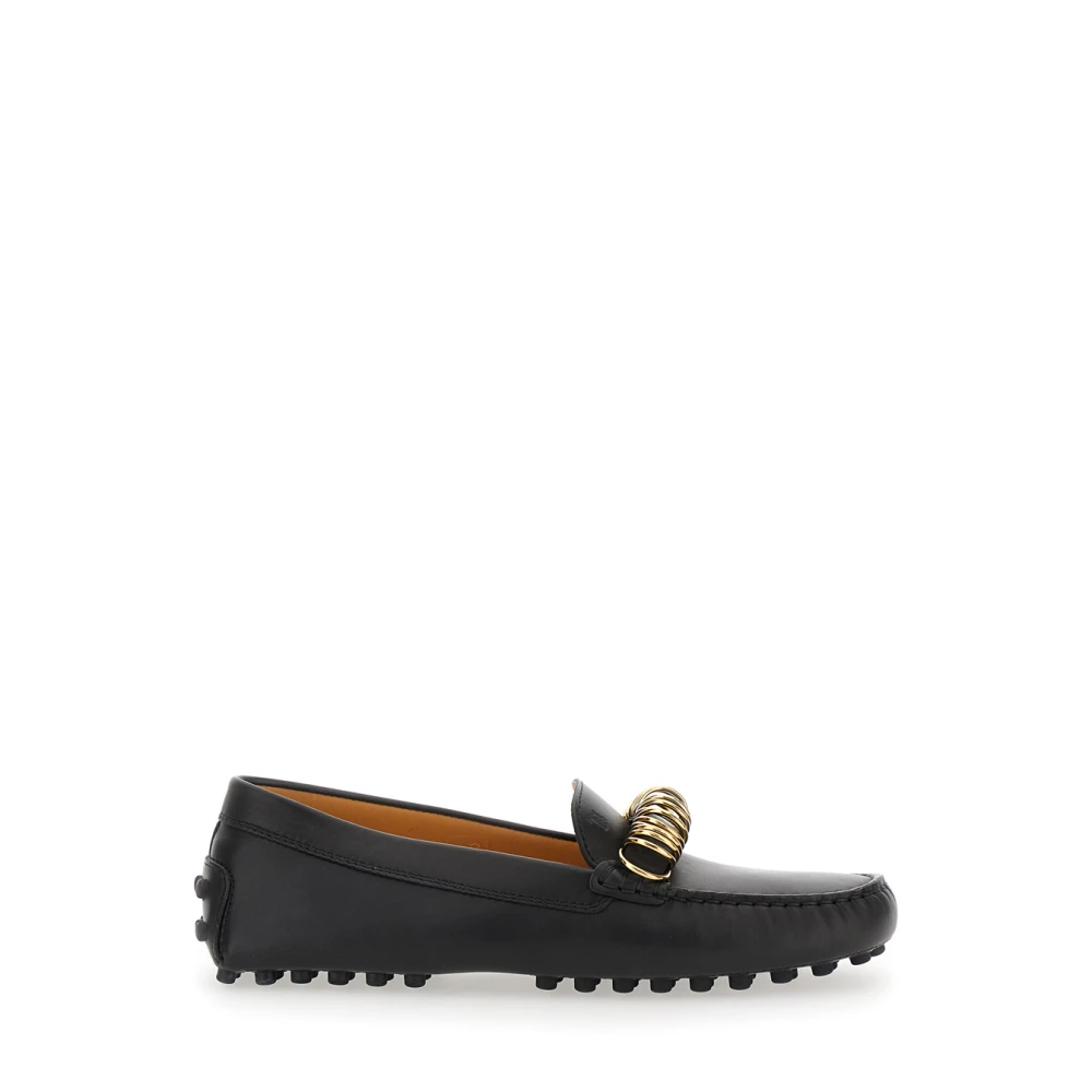 TOD'S Zwarte Loafers met Ringdetail Black Dames