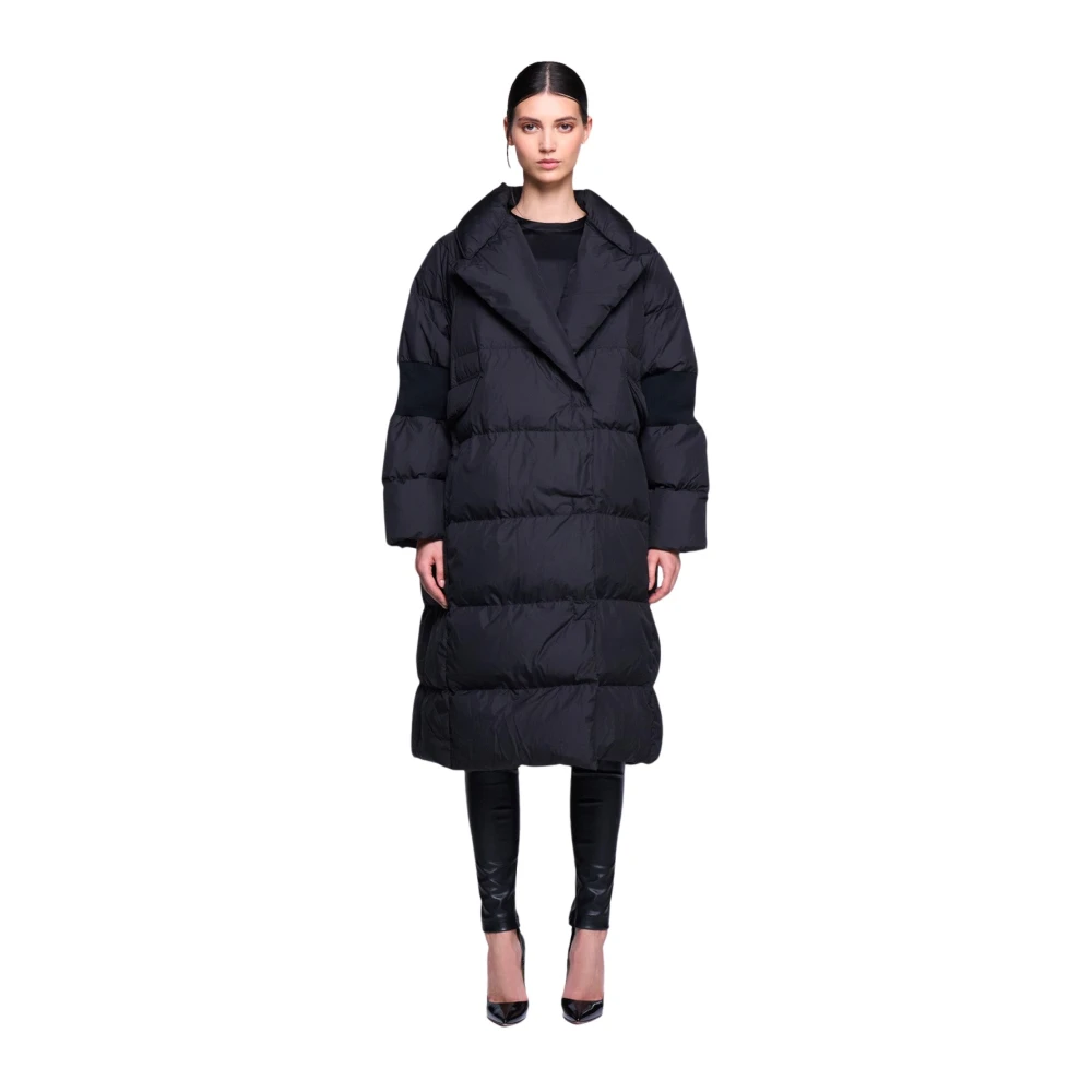 Silvian Heach Oversized Lange Gewatteerde Jas Black Dames