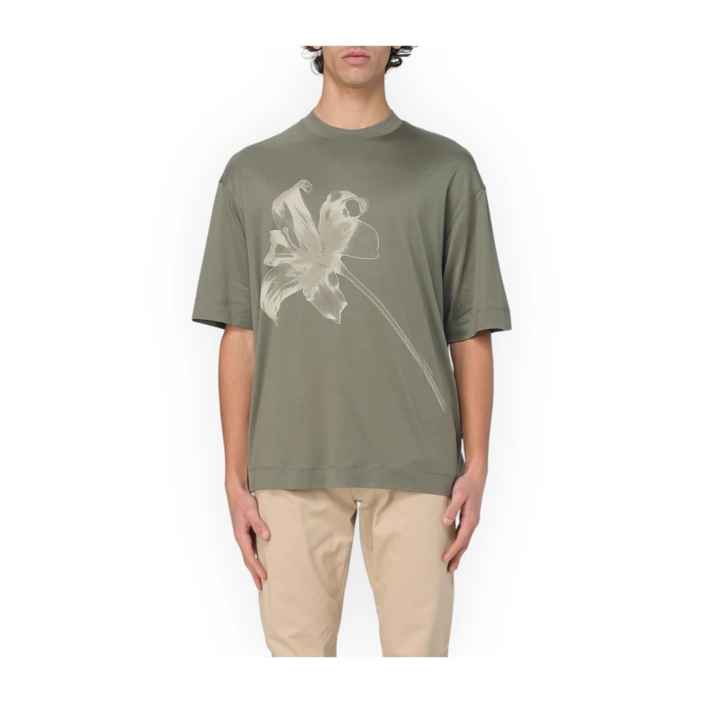 Emporio Armani Casual Katoenen T-shirt voor Mannen Gray Heren