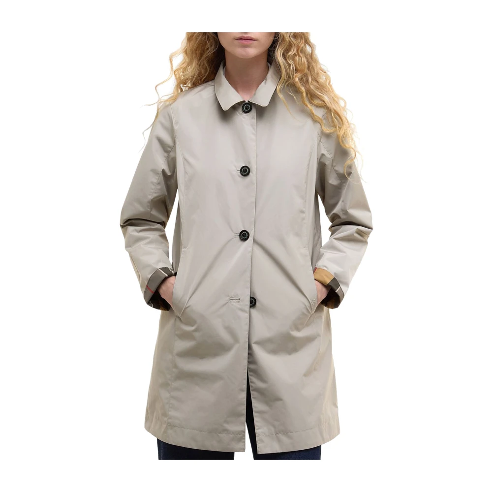 Barbour Women's Beige Reversible Waterproof Trench Coat Ivory - Single-Breasted Coats - M - Coats