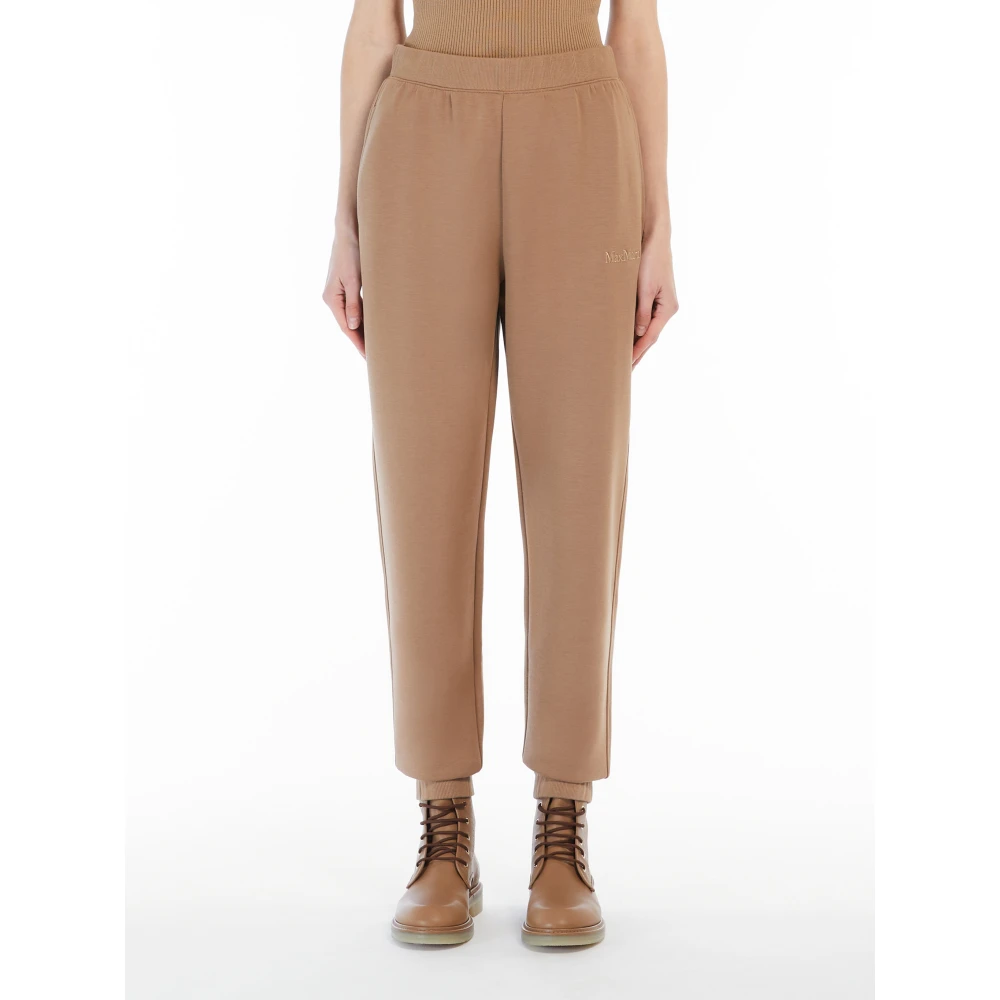 Max Mara Bruine Ribbroek met Logodetail Brown Dames