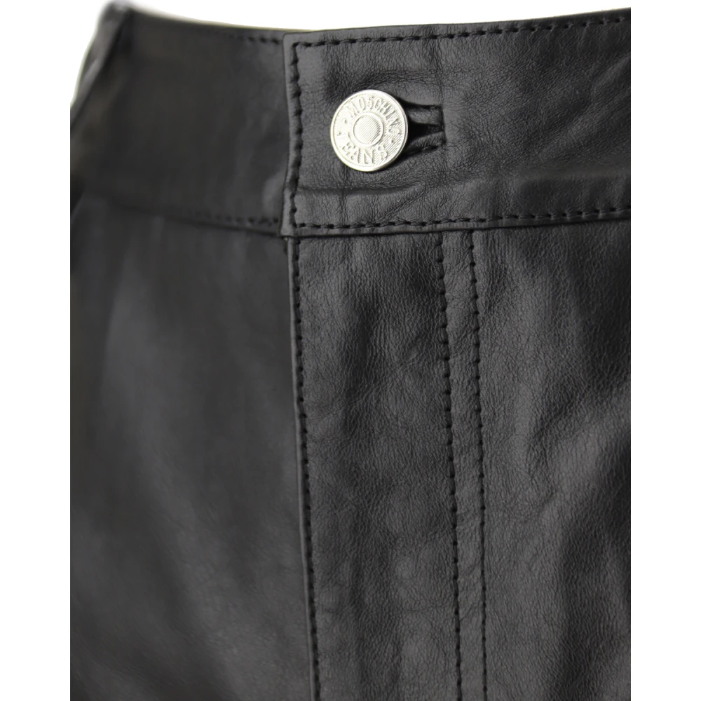 Moschino Cargo Leren Bermuda Broek Black Dames