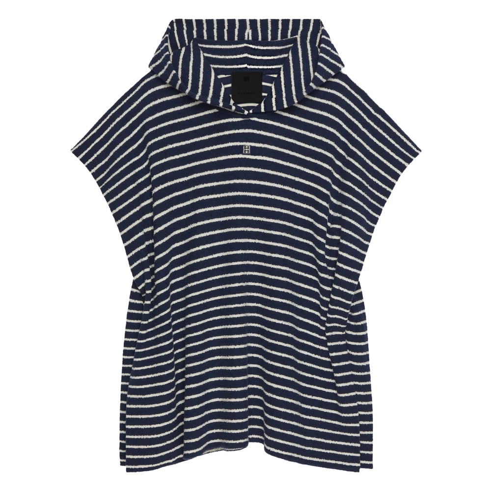 Givenchy Blauw Gestreepte Jacquard Katoenen Poncho Blue Dames